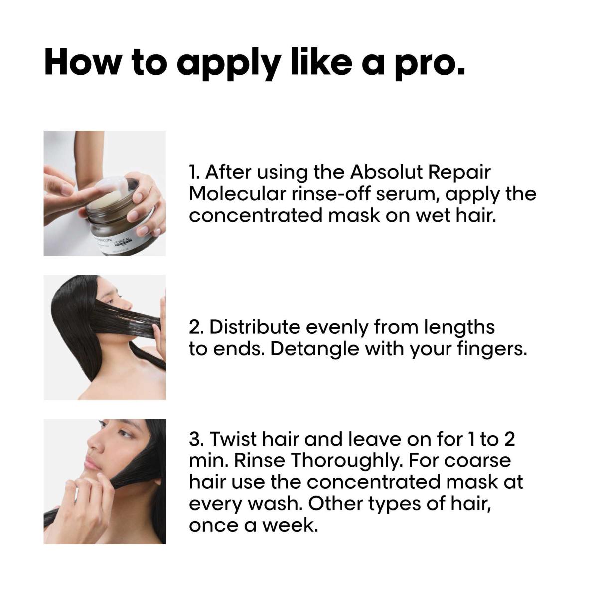 Loreal Absolut Repair Molecular Rinse-Off Mask, 250ml - Hairsale.se