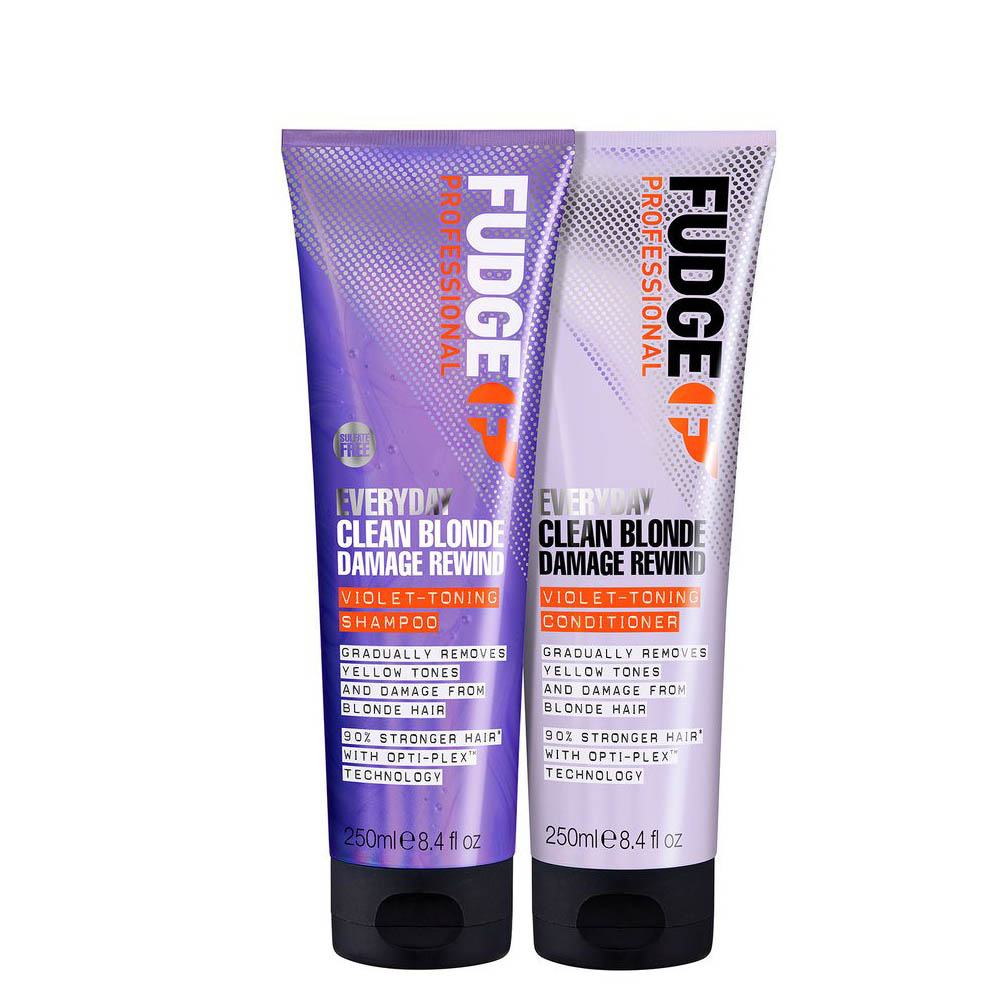 Conditioner Damage Rewind Violet Duo Fudge + Shampoo Blonde Clean