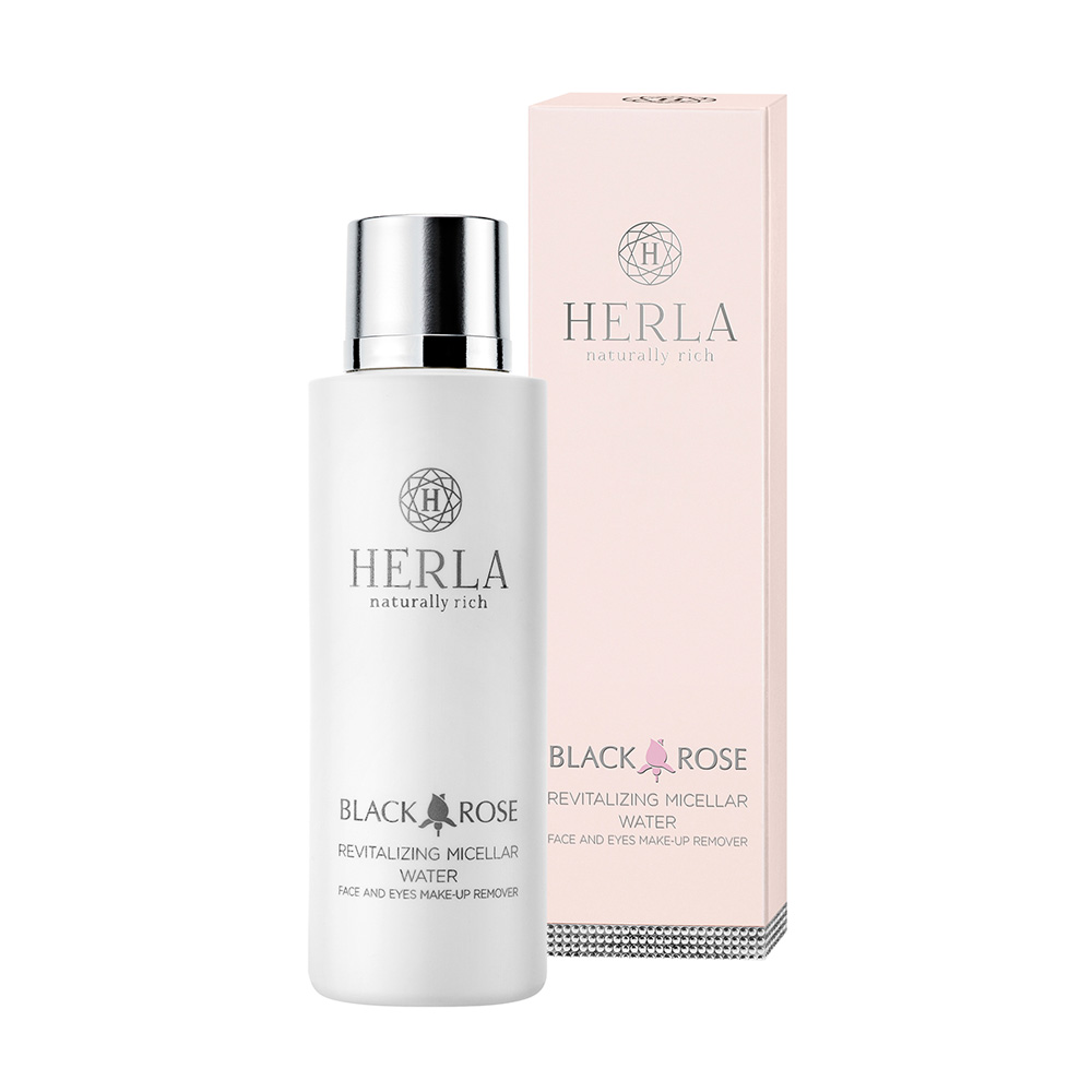 Herla Black Rose revitalizing micellar water face and eye makeup remover, 200ml - Hairsale.se