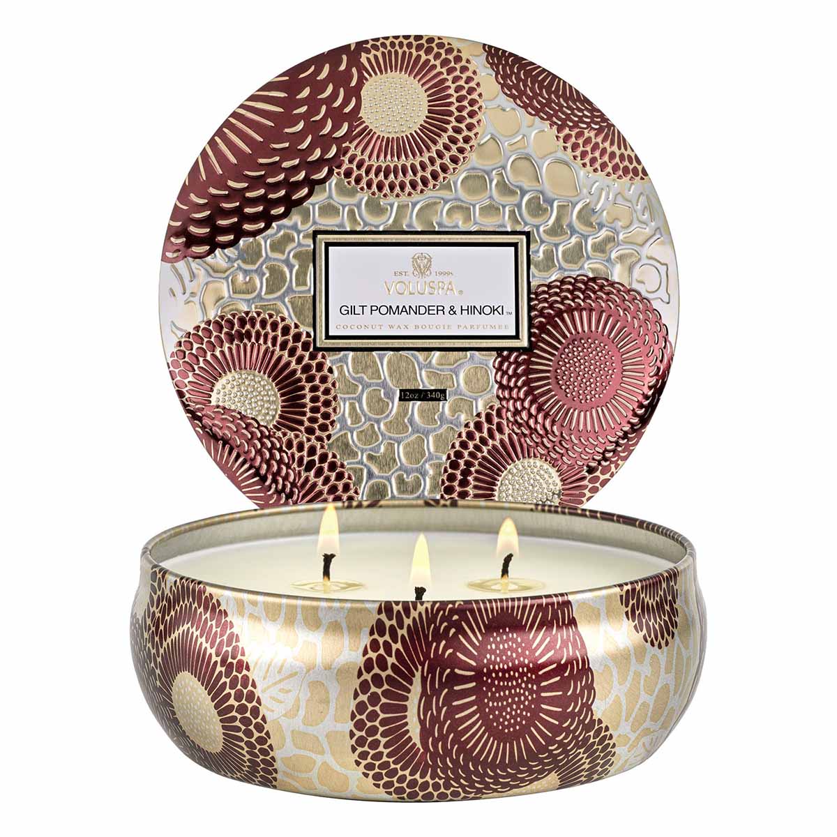 Voluspa Gilt Pomander & Hinoki, 3-wick Candle 40h - Hairsale.se