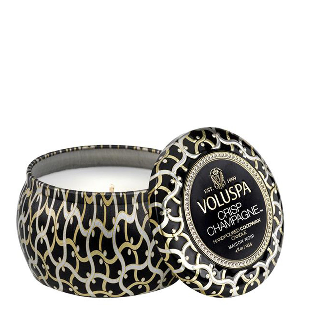 Voluspa Crisp Champagne, Mini Tin Candle 25h - Hairsale.se