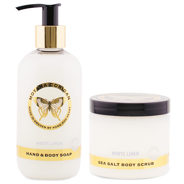 Moyana Corigan Duo, White Linen Soap & Scrub - Hairsale.se